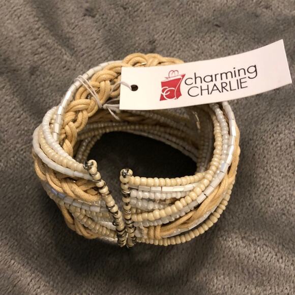 Charming Charlie Beaded Cuff Bracelet Twisted Boho Festival NWT - Picture 3 of 4